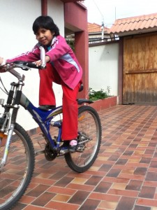 Alandra tests out the wheels