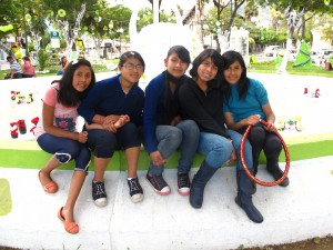 Plaza Cala Cala with the girls