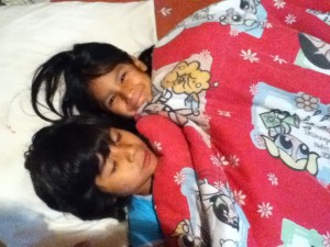Alandra and Nohemi snuggling