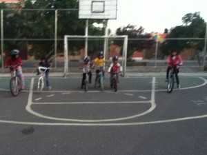 Bike race--Mariela, Bryssa, Alandra, Adriana, Marcos, and Laura